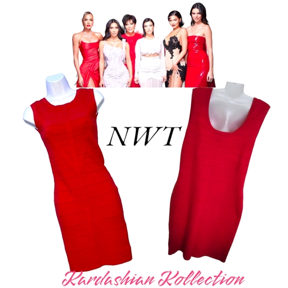NWT!! Kardashian Kollection Red Sleeveless Bodycon Dress!! Always Open To Offers - Picture 8 of 11